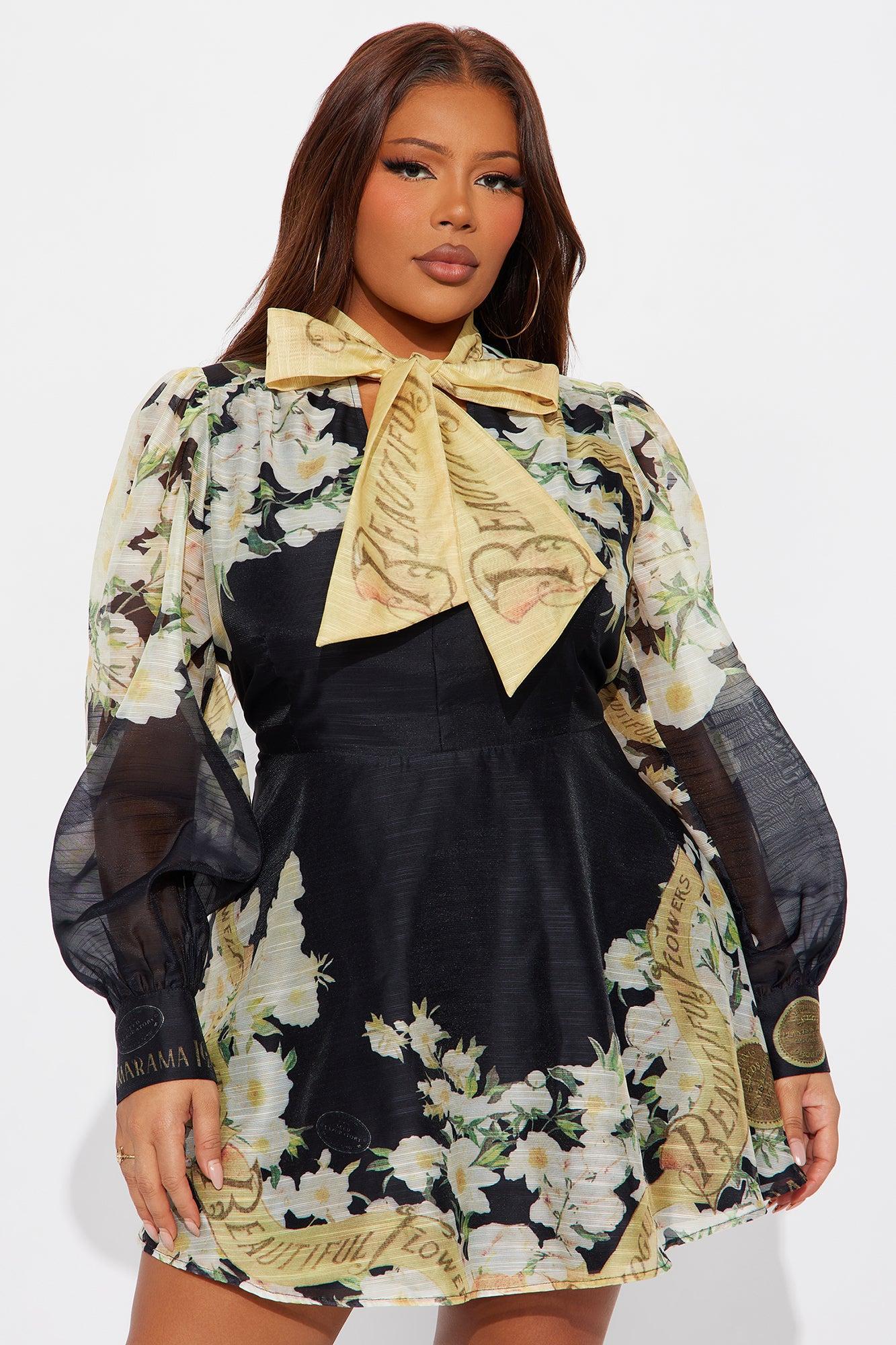 Liana Long Sleeve Mini Dress - Black/combo Product Image