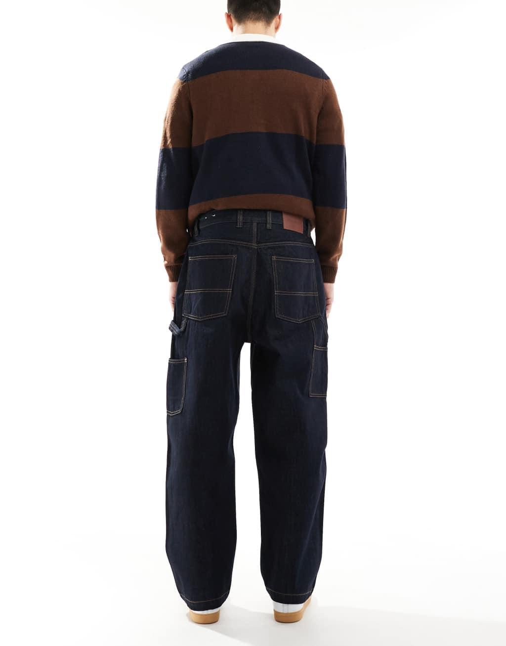 Pull&Bear wide leg jeans in denim blue Product Image