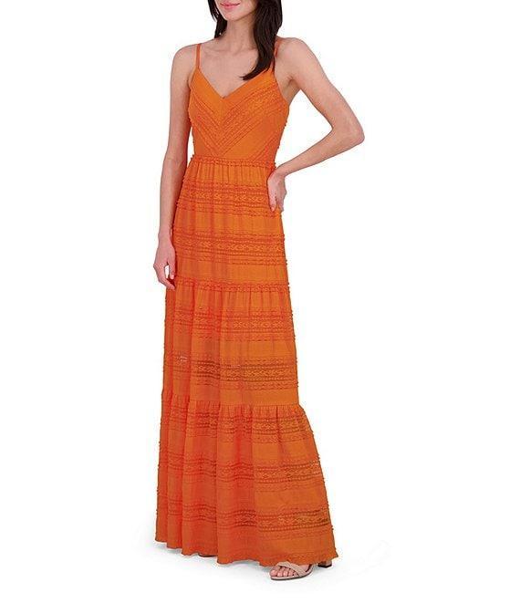Eliza J Lace V-Neck Sleeveless Tiered Maxi Dress Product Image