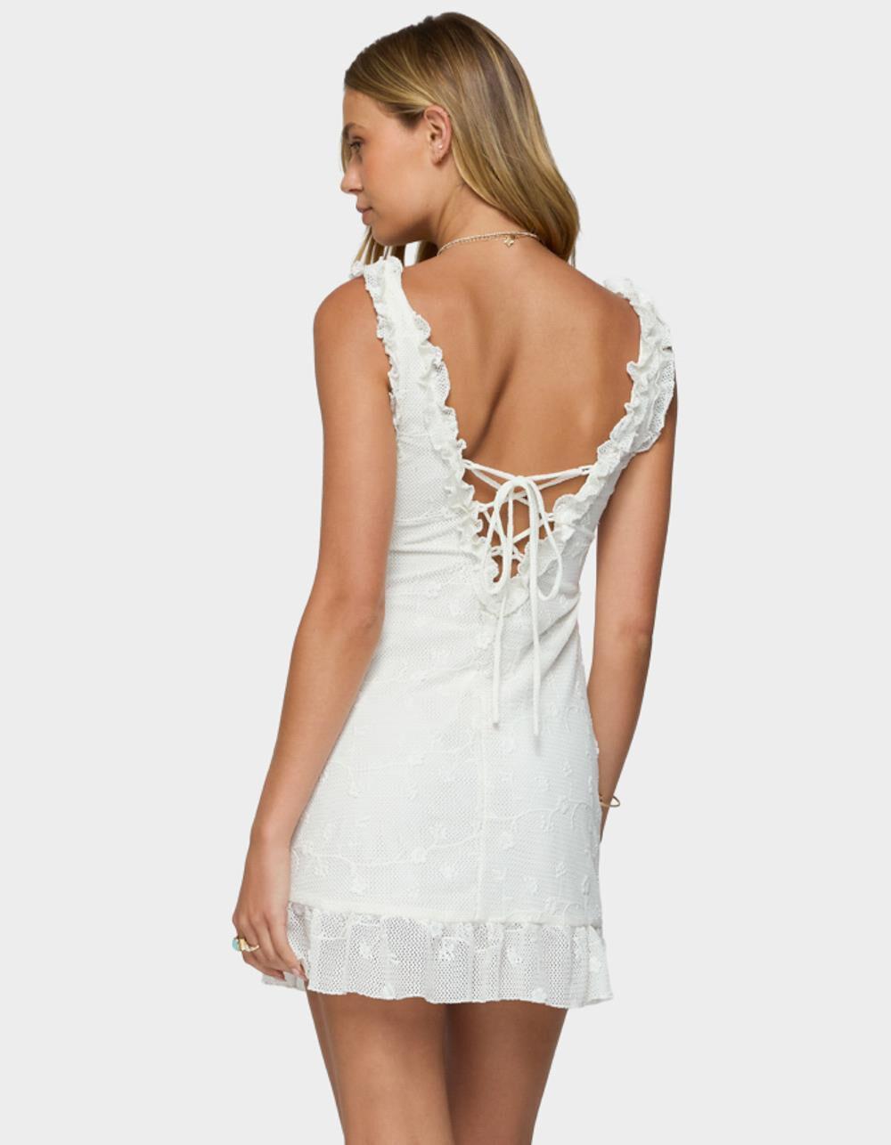 EDIKTED Shayla Ruffle Textured Mini Dress - WHITE Product Image