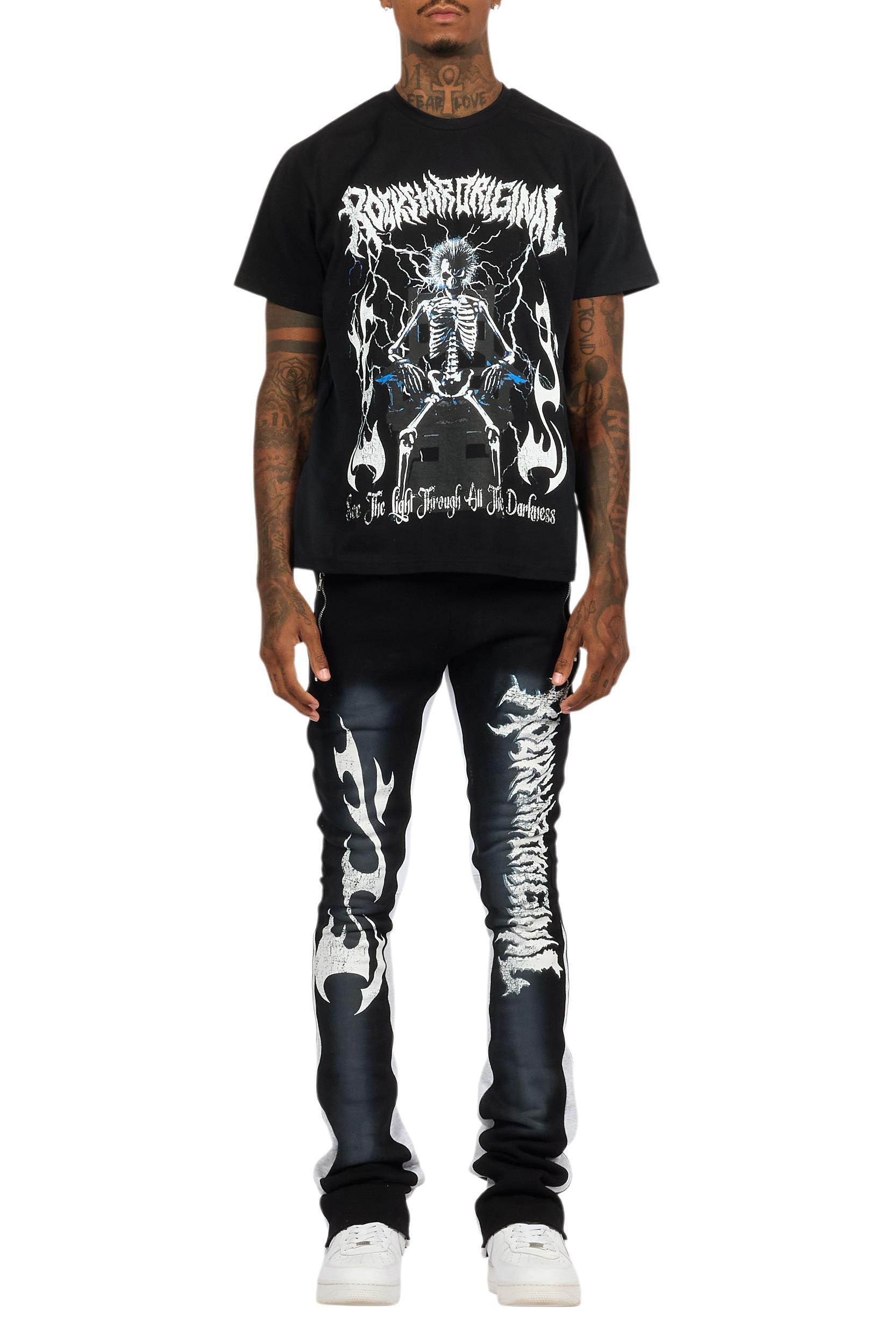 Deathrow Black T-Shirt/Stacked Flare Pant Set Male Product Image