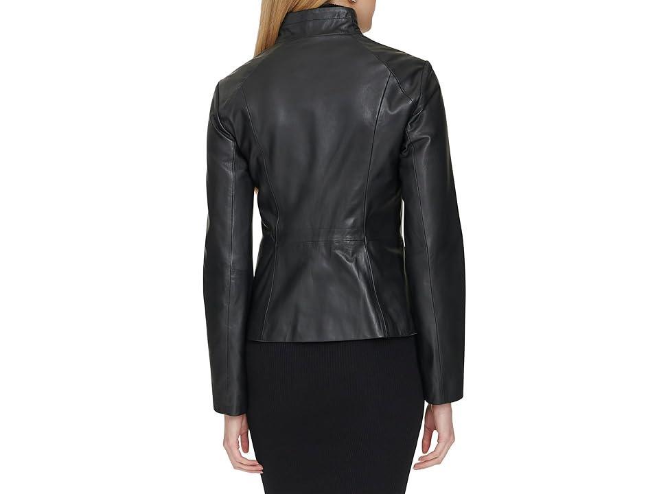 Cole Haan Moulded Collar Asymmetric Leather Jacket Women's Jacket Product Image