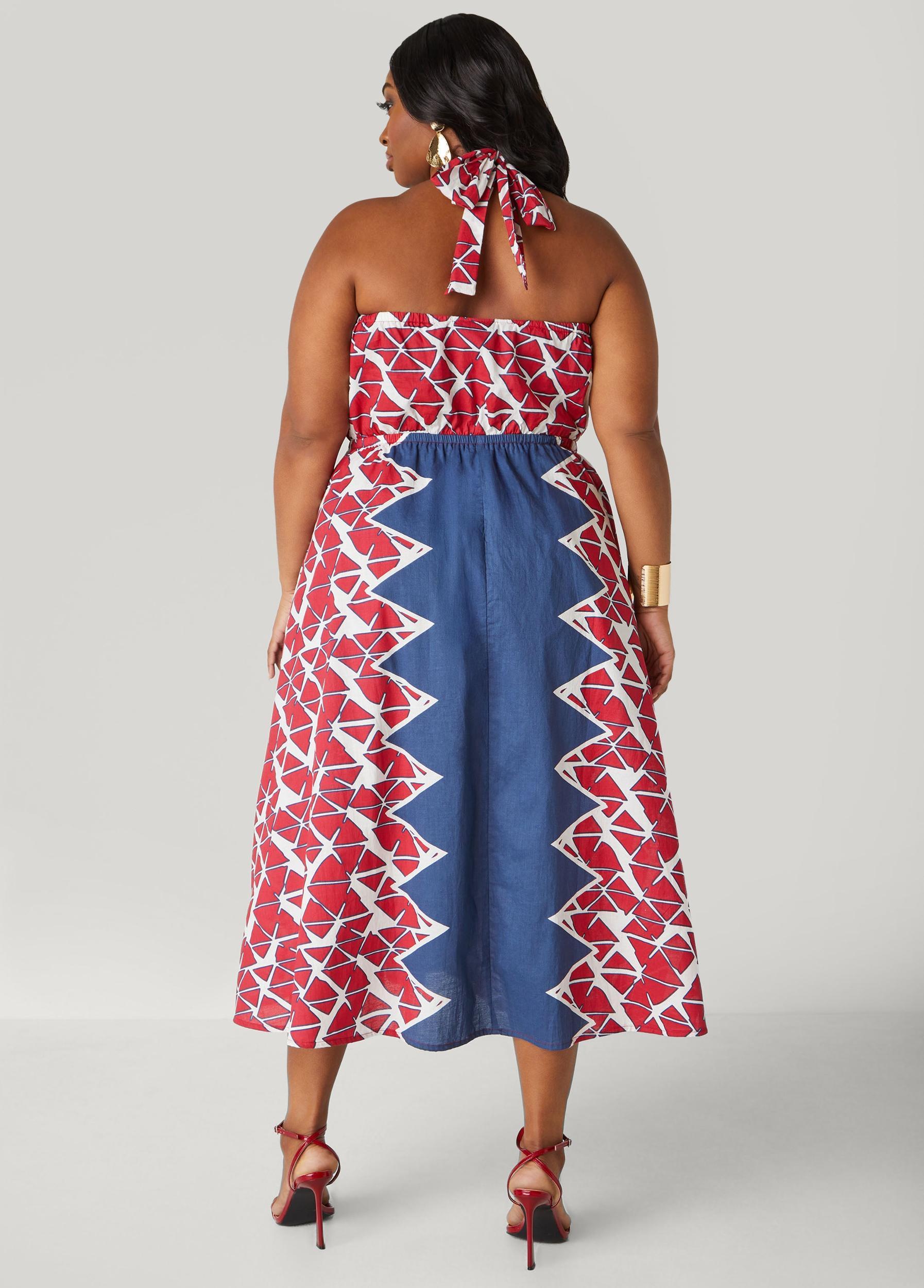 Printed Cotton Halter Dress Product Image