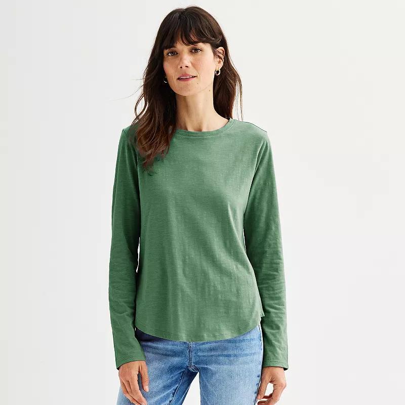 Women's Sonoma Goods For Life® Everyday Long Sleeve Crewneck Tee, Size: Medium, Grey Product Image