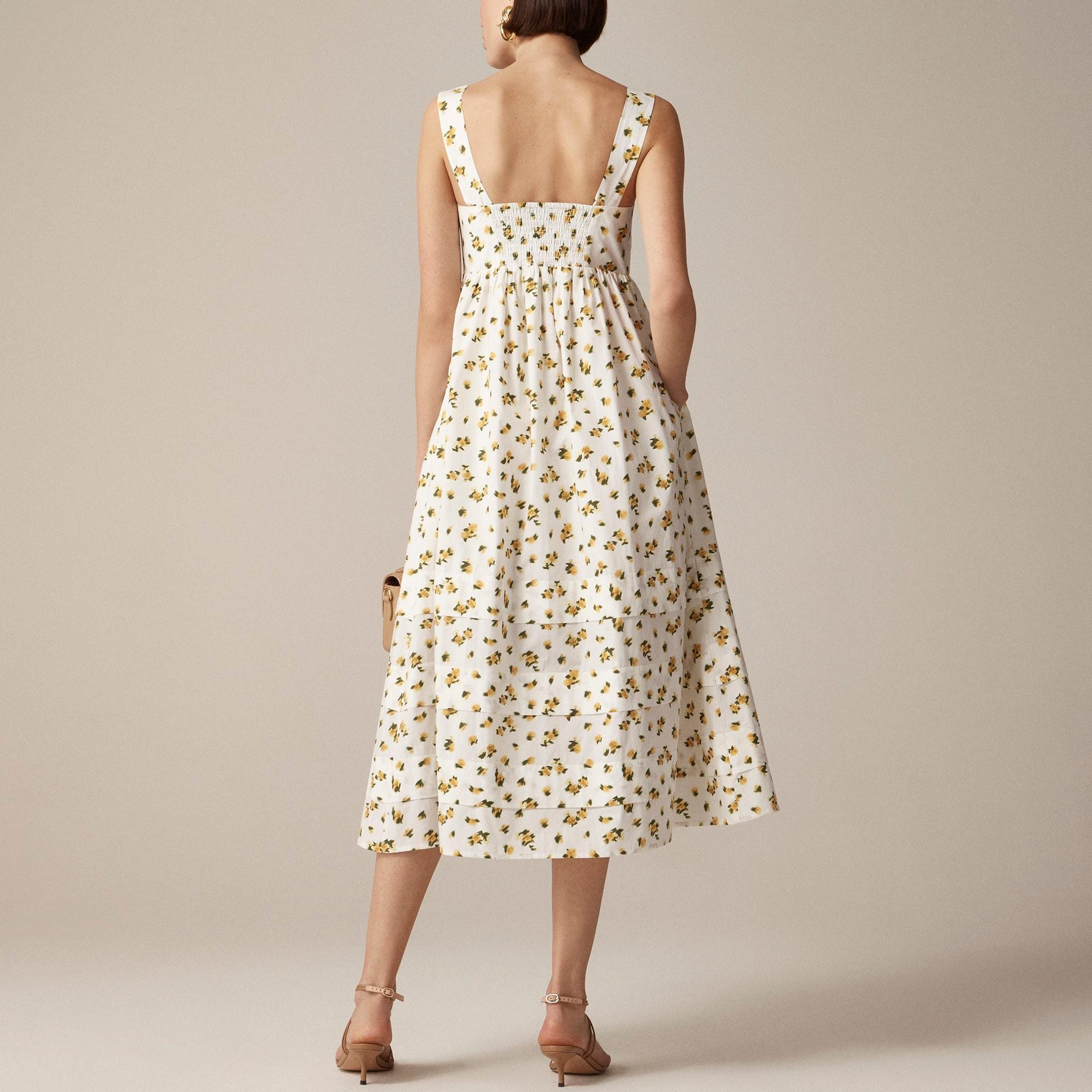 Squareneck midi dress in budding rose print Product Image