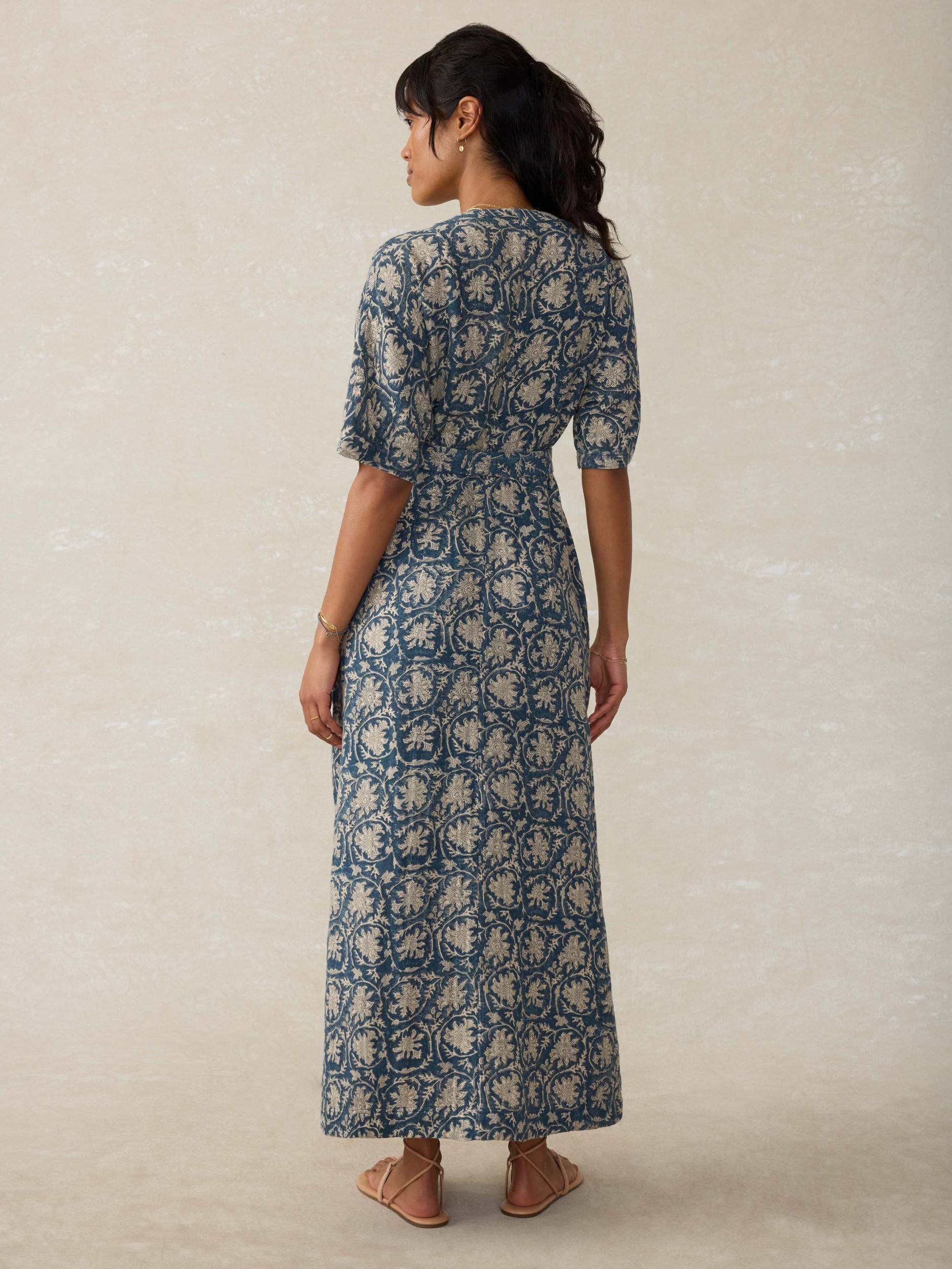 Dune Cotton Gauze Camille Midi Dress - Tranquil Tides Print Female Product Image
