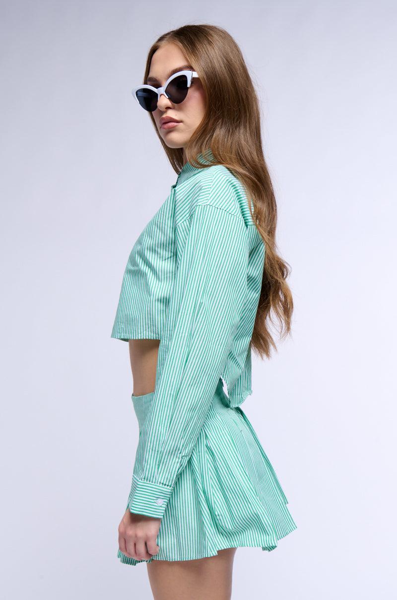 LILY POPLIN STRIPE BUTTON DOWN Product Image