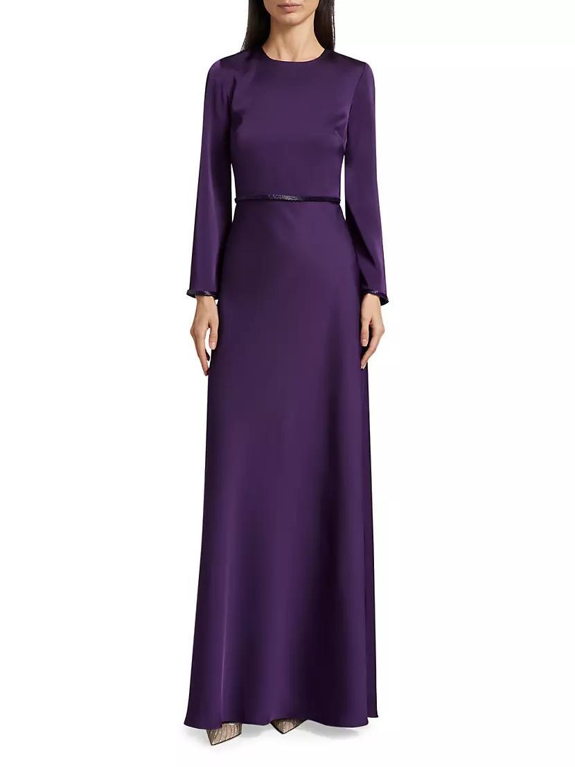 Alex Crêpe Long-Sleeve A-Line Gown Product Image