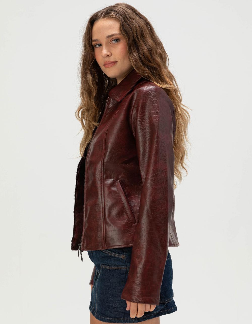 BDG Urban Outfitters Womens Fitted Faux Leather Jacket - RED Product Image