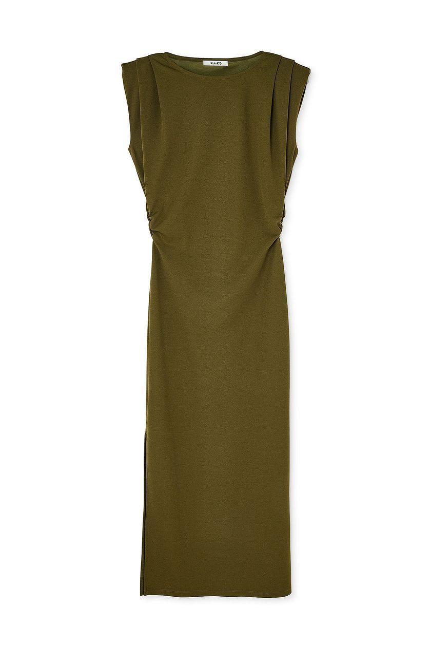 Sharp Shoulder Midi Dress Product Image