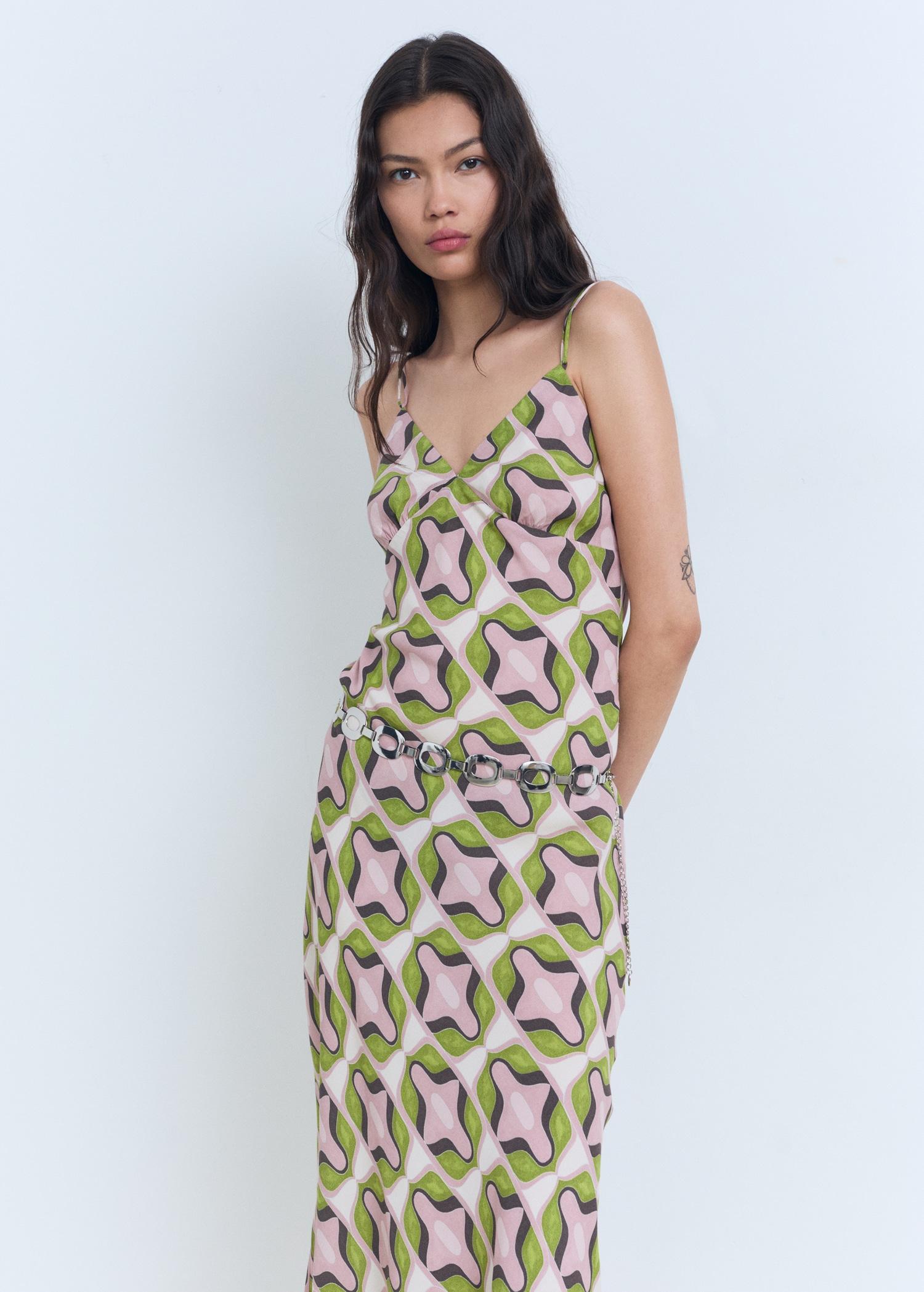 Abstract-print midi-dress - Women | MANGO USA Product Image