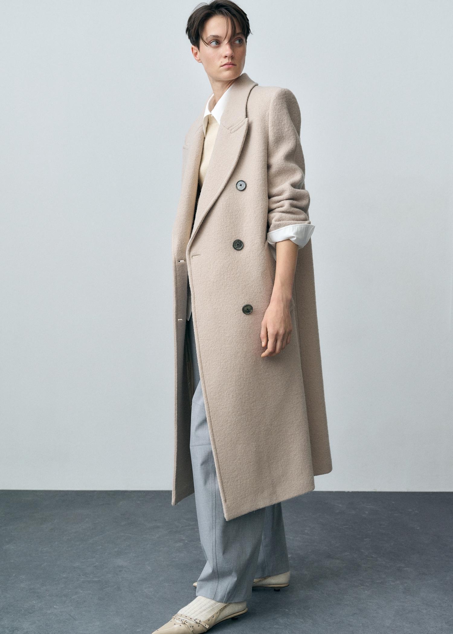Structured virgin wool coat - Women | MANGO USA Product Image