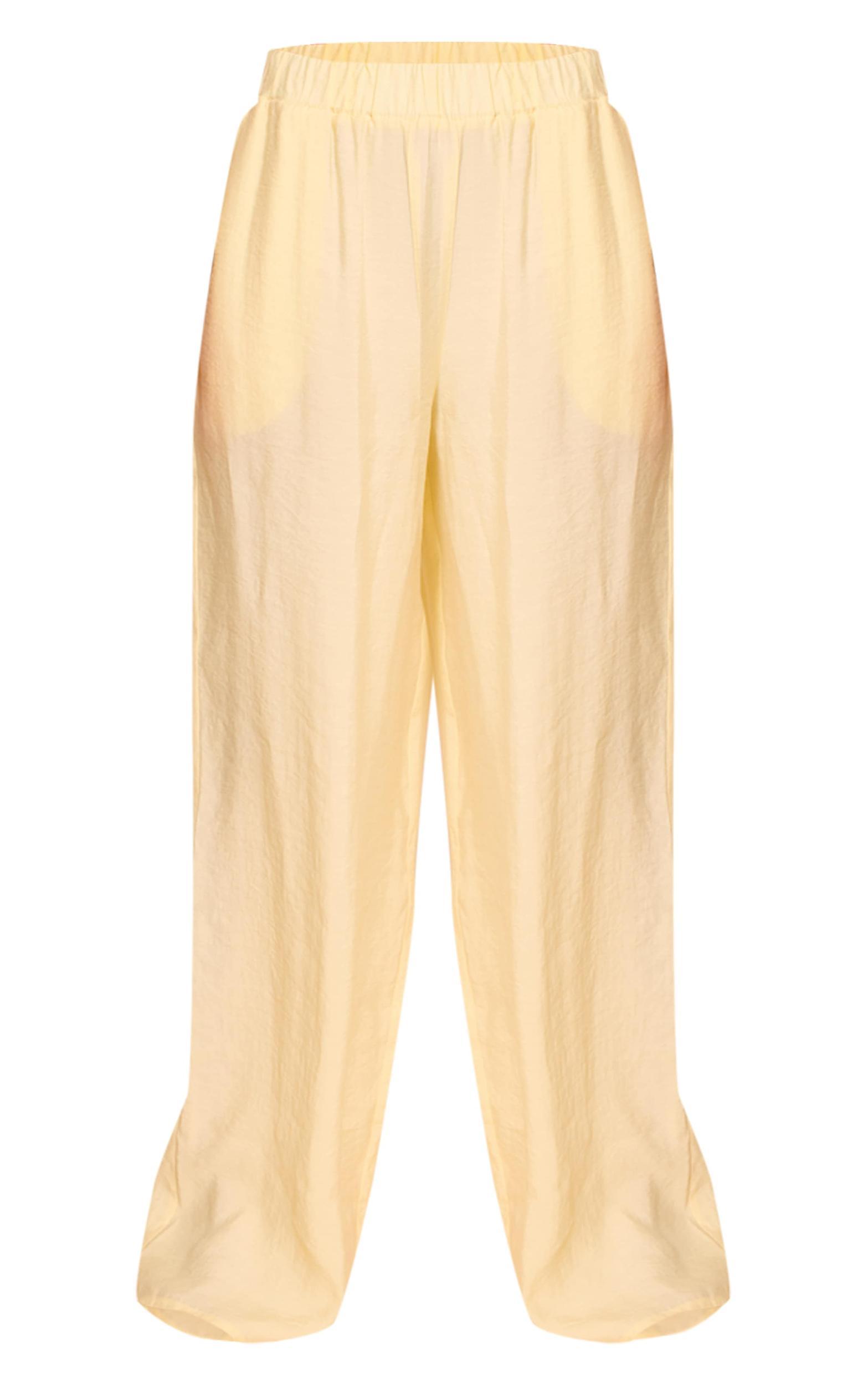Butter Cream Woven Straight Leg Pants Product Image