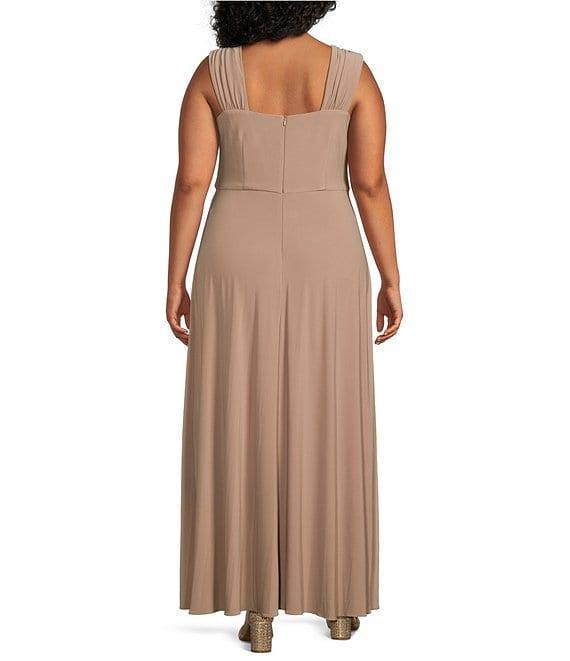 Le Bos Plus Size Embroidered 3/4 Sleeve Square Neck 2-Piece Jacket Dress Product Image