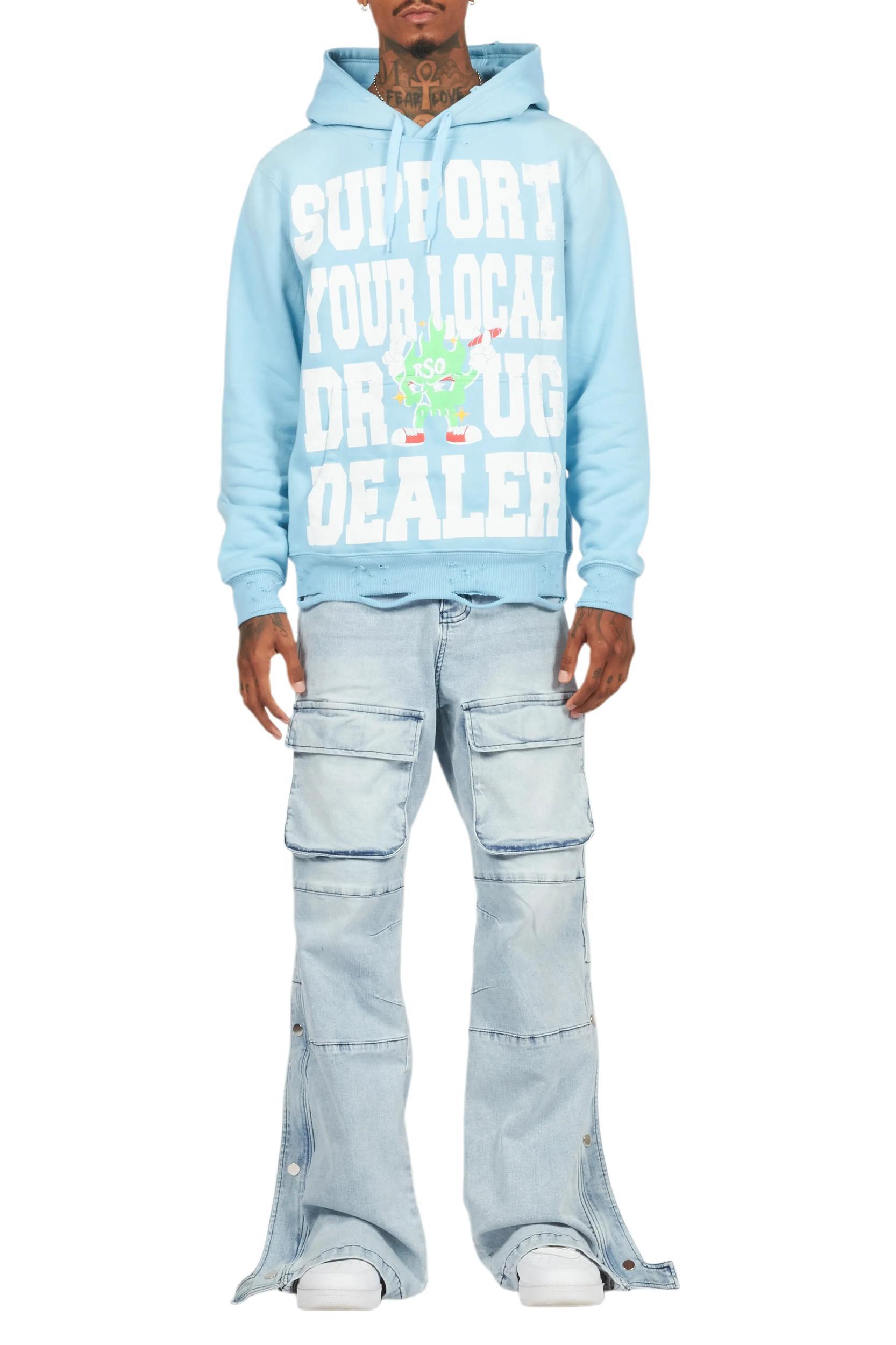 Yuri Blue Stacked Cargo Flare Jean Male Product Image