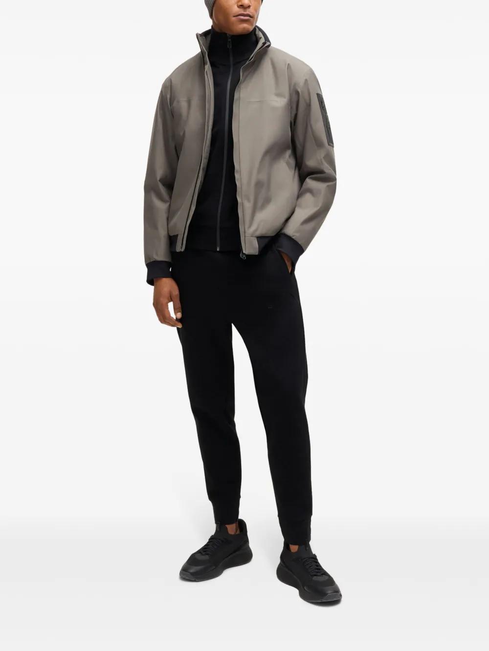 HUGO BOSS Cotton-blend Sweatshirt With Jacquard Collar And Cuffs In Black Product Image
