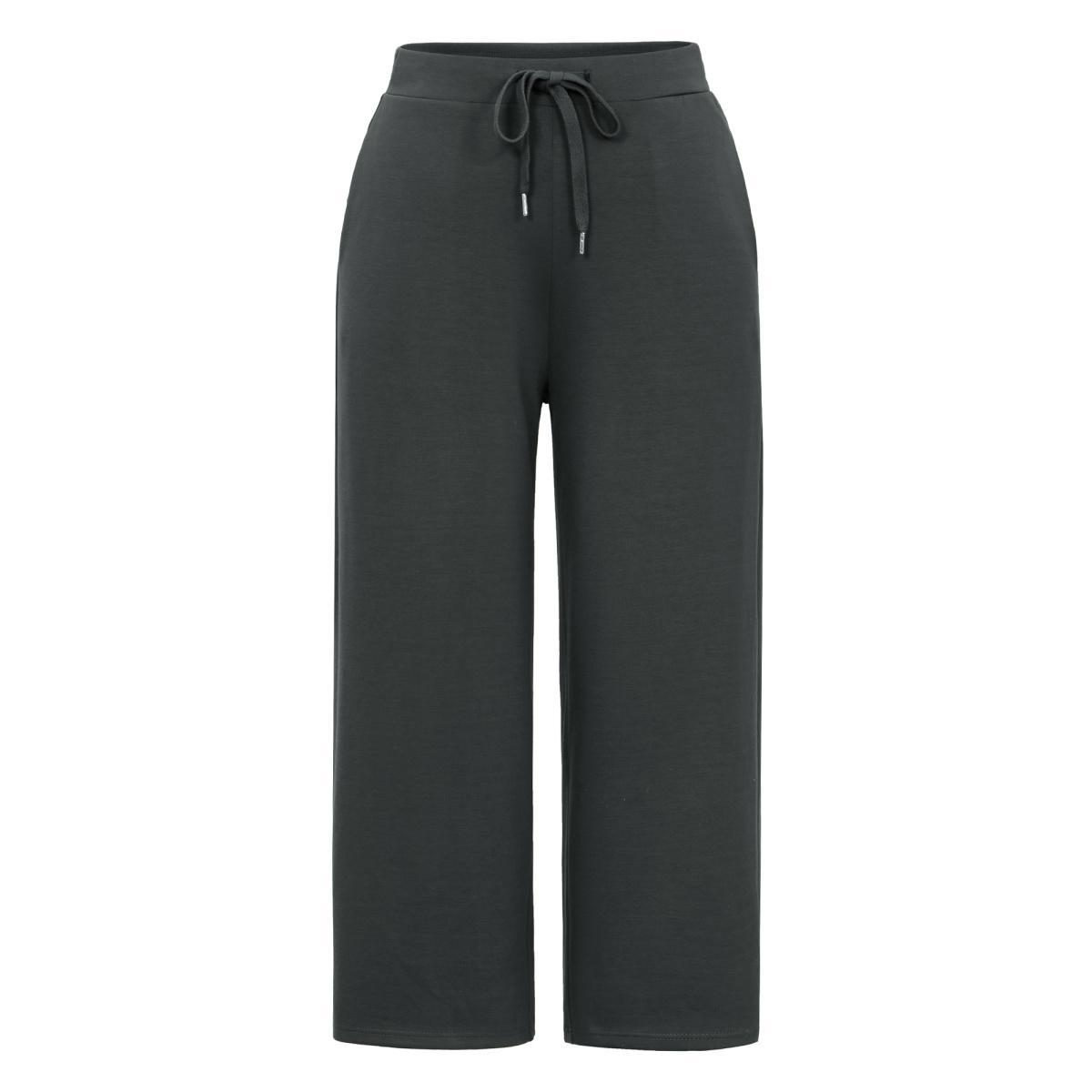 Plus Size Plain Wideband Waist Drawstring Pants Women DimGray Casual Straight Leg Mid Rise Dailywear Pants BloomChic 22-24/3X Product Image