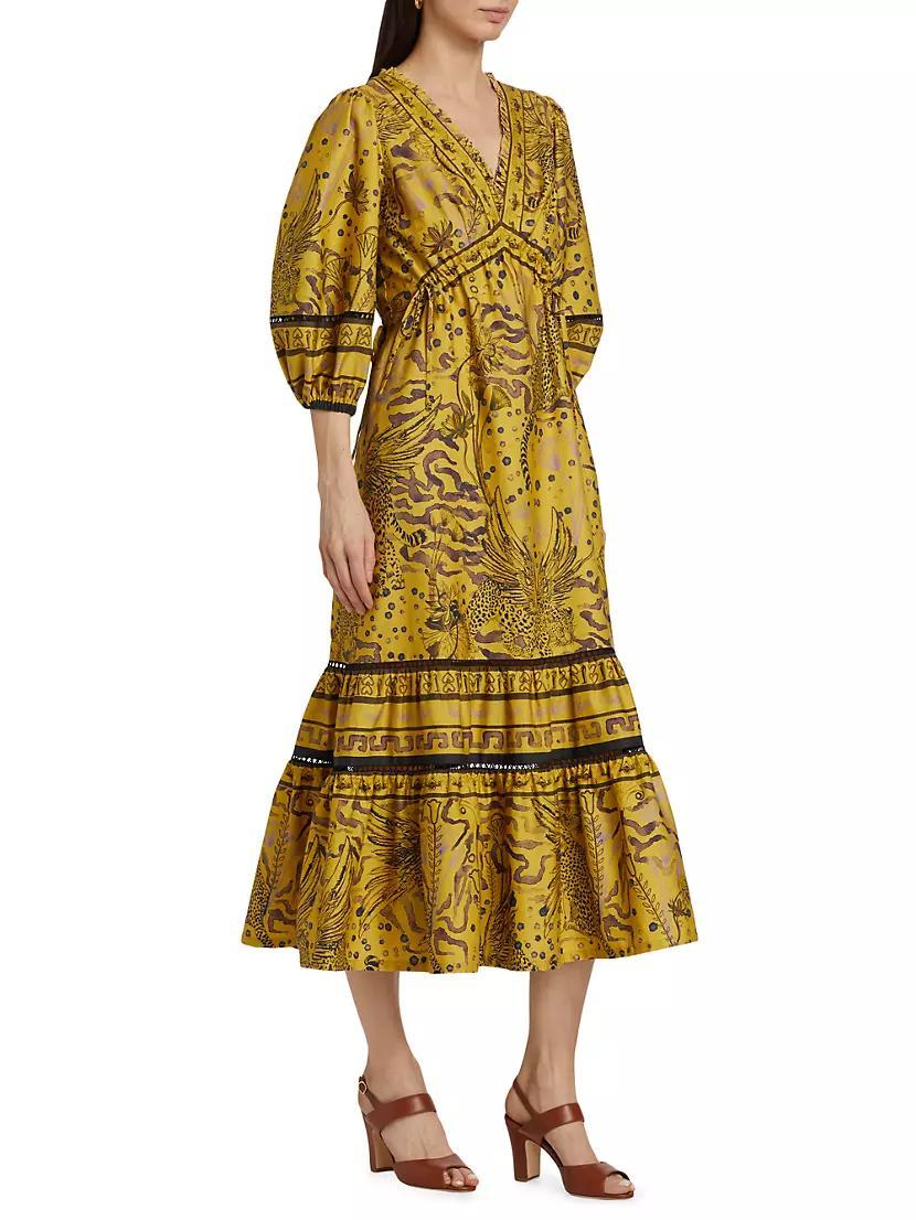 Abstract Cotton V-Neck Midi-Dress Product Image