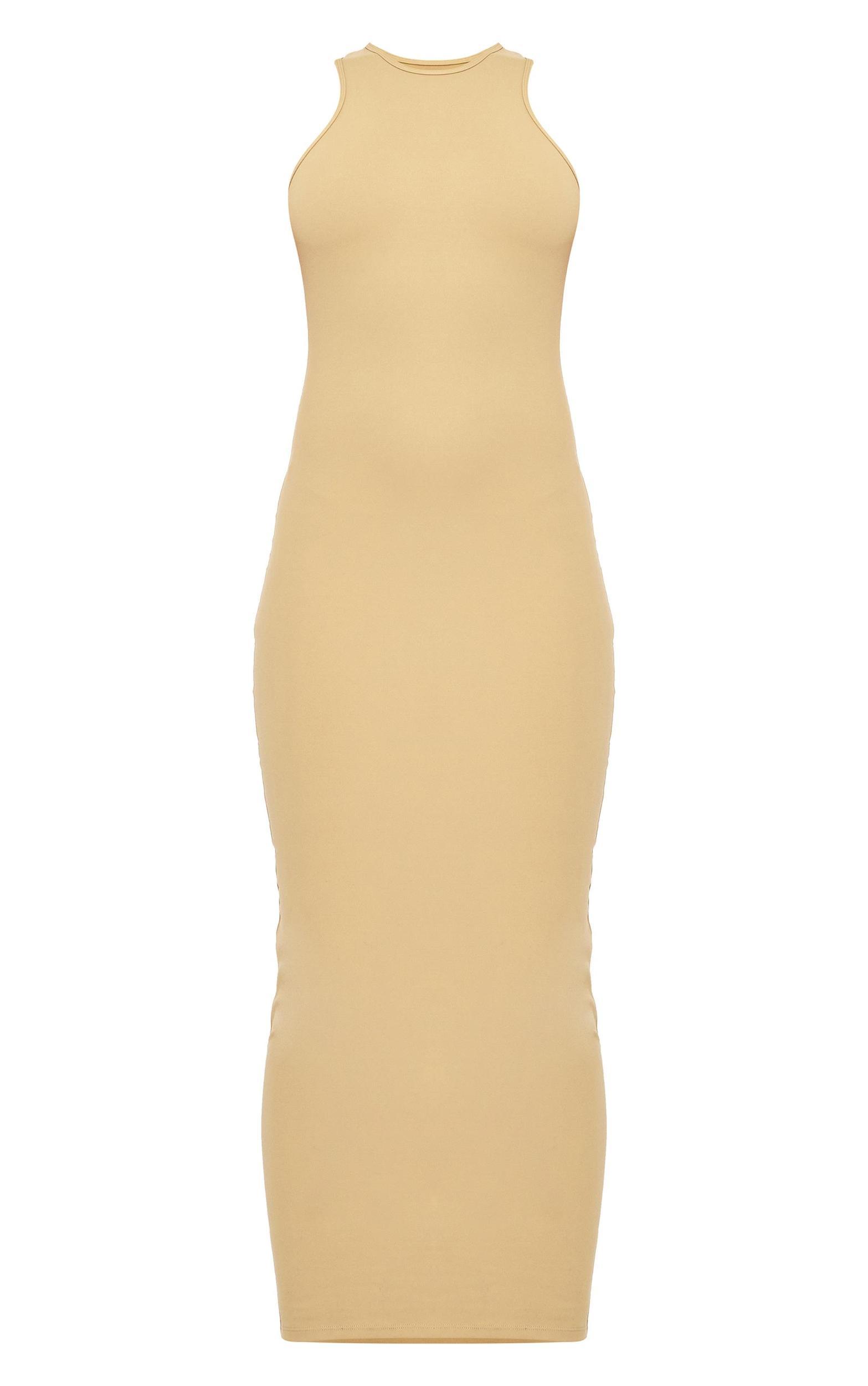 Pale Khaki Snatched Sculpt Racer Neck Midaxi Dress Product Image