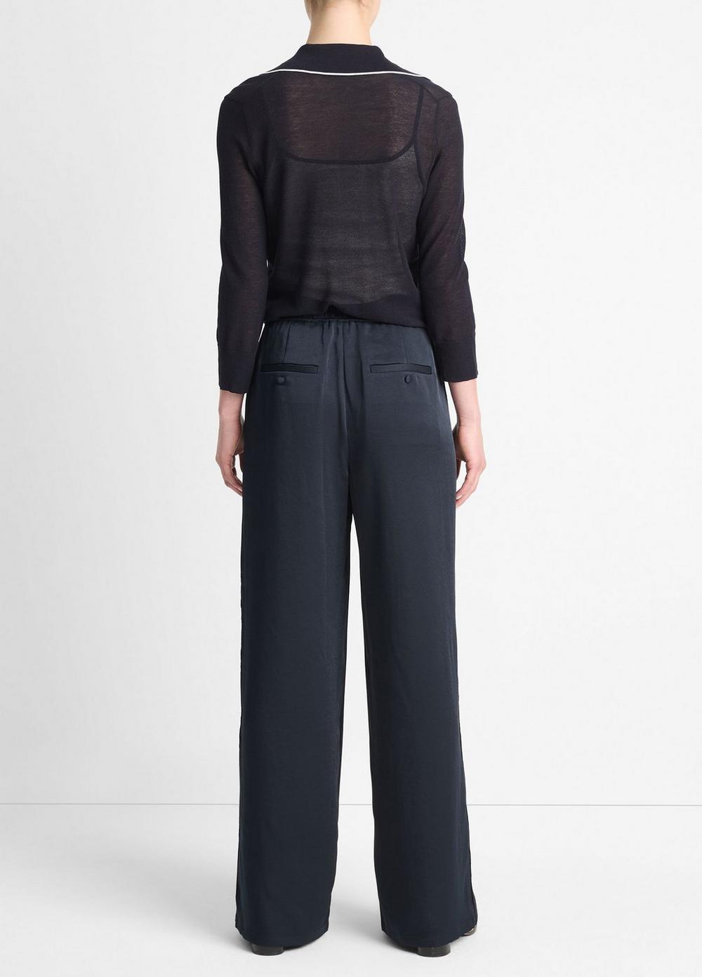 Womens Side-Stripe Satin Low-Rise Wide-Leg Pant, Coastal Blue, Size XXS Vince Product Image