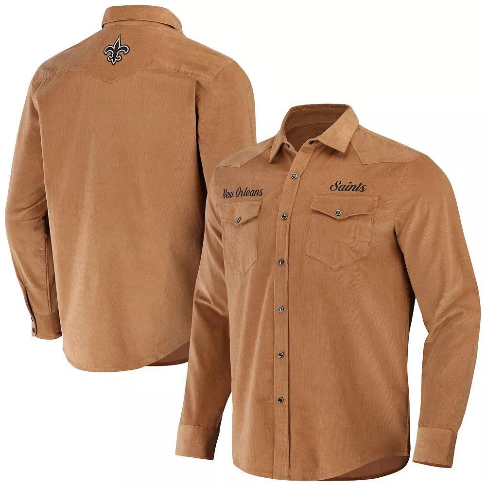 Men's NFL x Darius Rucker Collection by Fanatics Tan Cleveland Browns Western Full-Snap Shirt, Size: XL, Team Product Image