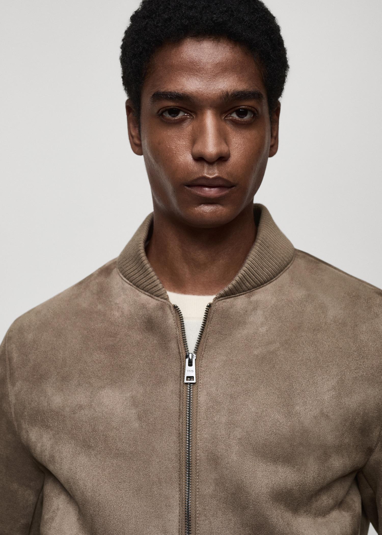 Suede-effect bomber jacket - Men | MANGO USA Product Image
