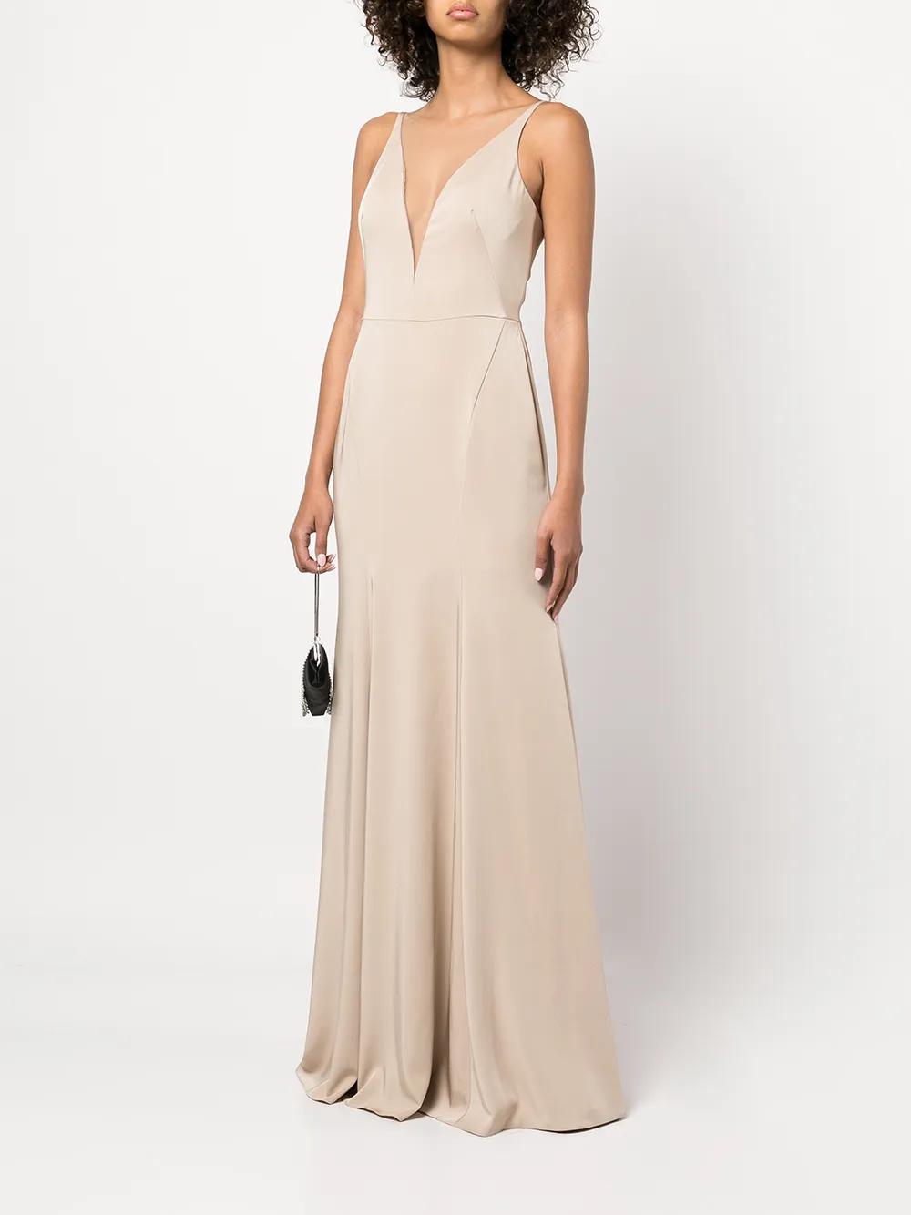 Crema plunge-neck gown Product Image