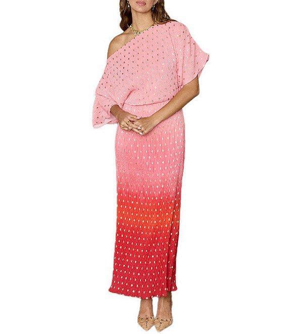 Never Fully Dressed Tilly Off-The-Shoulder Short Sleeve Ombre Maxi Dress Product Image