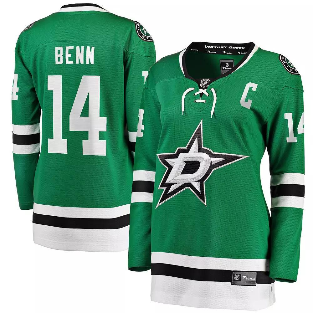 Women's Fanatics Jamie Benn Kelly Green Dallas Stars Captain Patch Home Breakaway Player Jersey, Size: XL, Str Green Product Image