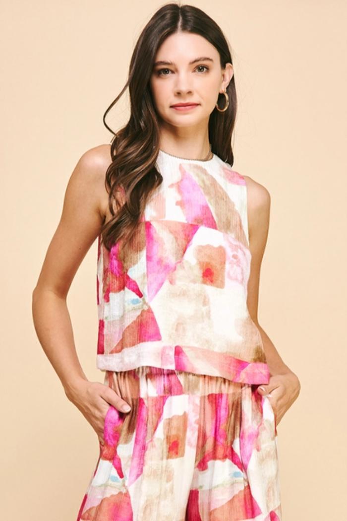 Print Woven Sleeveless Top Product Image
