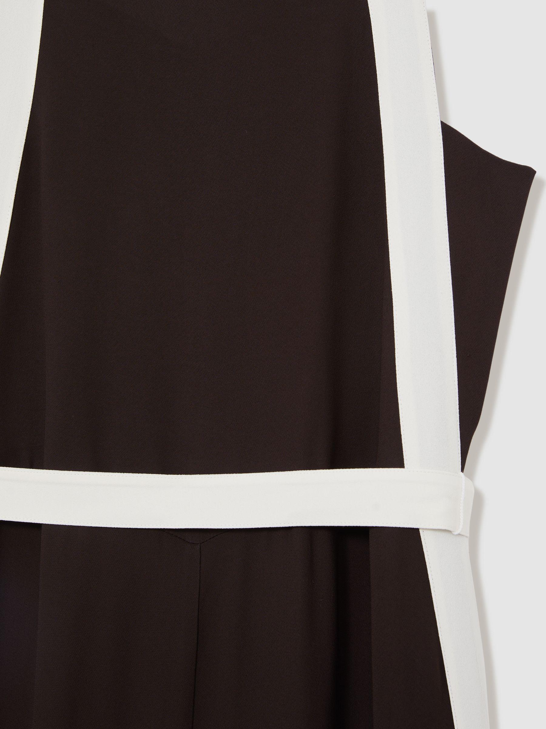 Colourblock Wide Leg Belted Jumpsuit in Chocolate/Cream Product Image
