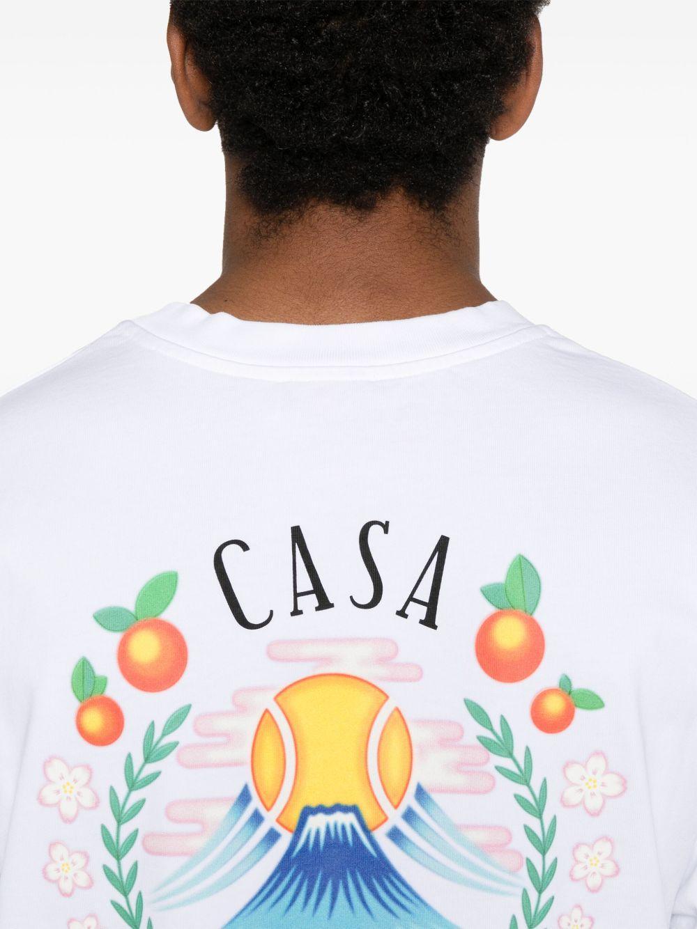 CASABLANCA T-shirt Girocollo Con Logo Sul Fronte In Cotone Bianca Uomo In Neutral Product Image