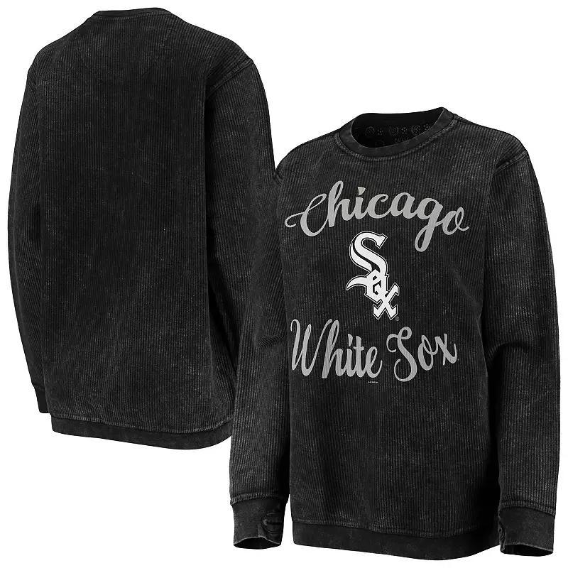 Women's G-III 4Her by Carl Banks Black Chicago White Sox Script Comfy Cord Pullover Sweatshirt, Size: Large Product Image