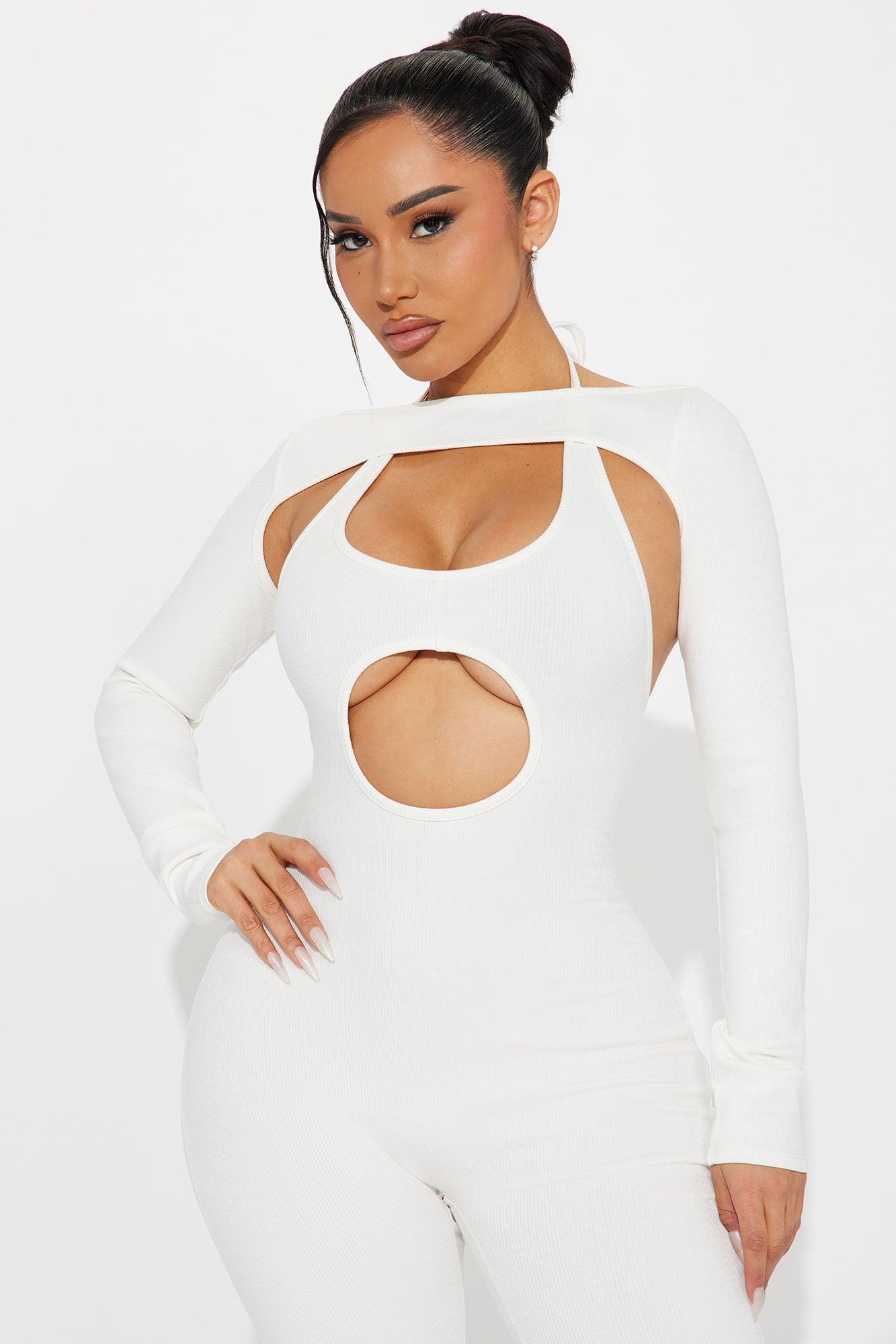 Karah Snatched Jumpsuit - Off White Product Image