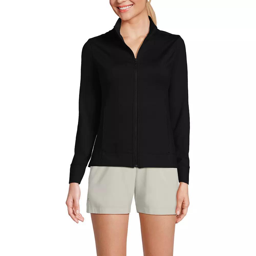 Women's Lands' End Long Sleeve High Impact Front Zip Jacket, Size: Large, Washed Green Product Image