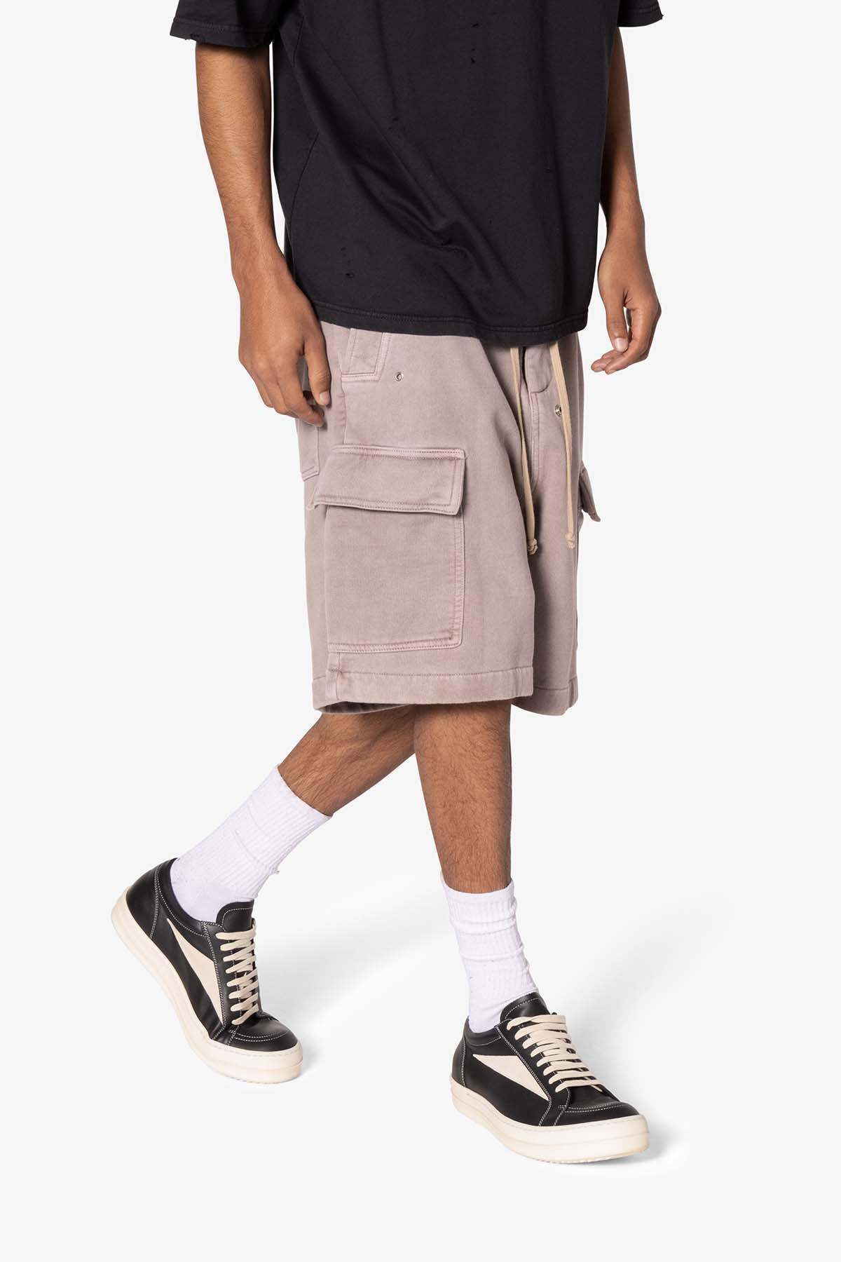 Rave Cargo Fleece Sweat Shorts - Washed Mauve Product Image