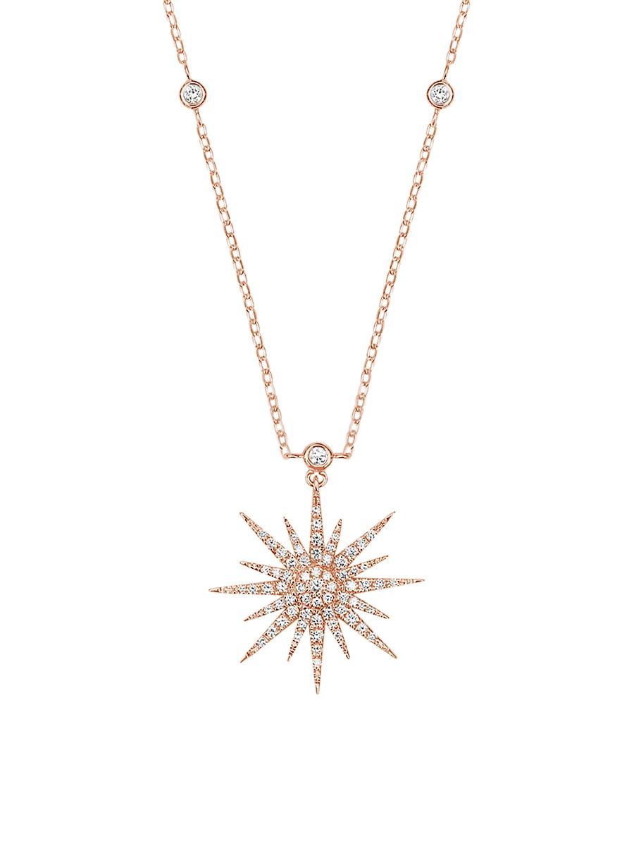 Womens Soleil 18K Rose Gold & Diamond Pendant Necklace Product Image