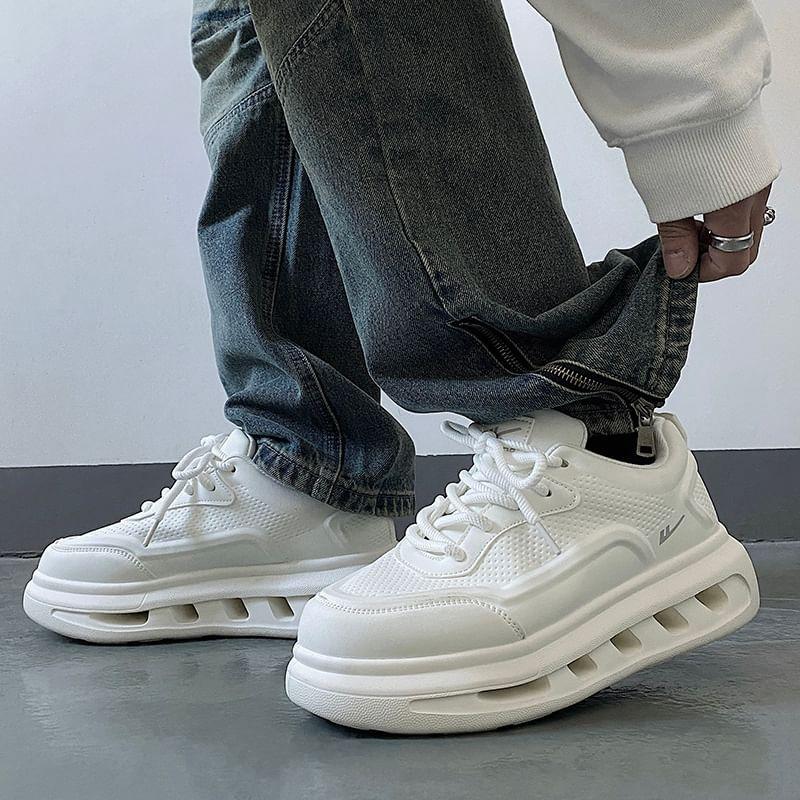 Applique Lace-Up Platform Sneakers Product Image