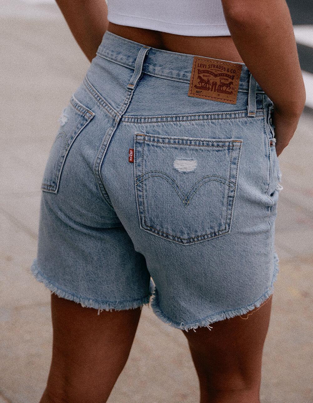 LEVI'S 501 High Rise Mid-Thigh Womens Denim Shorts - Earthquake Product Image
