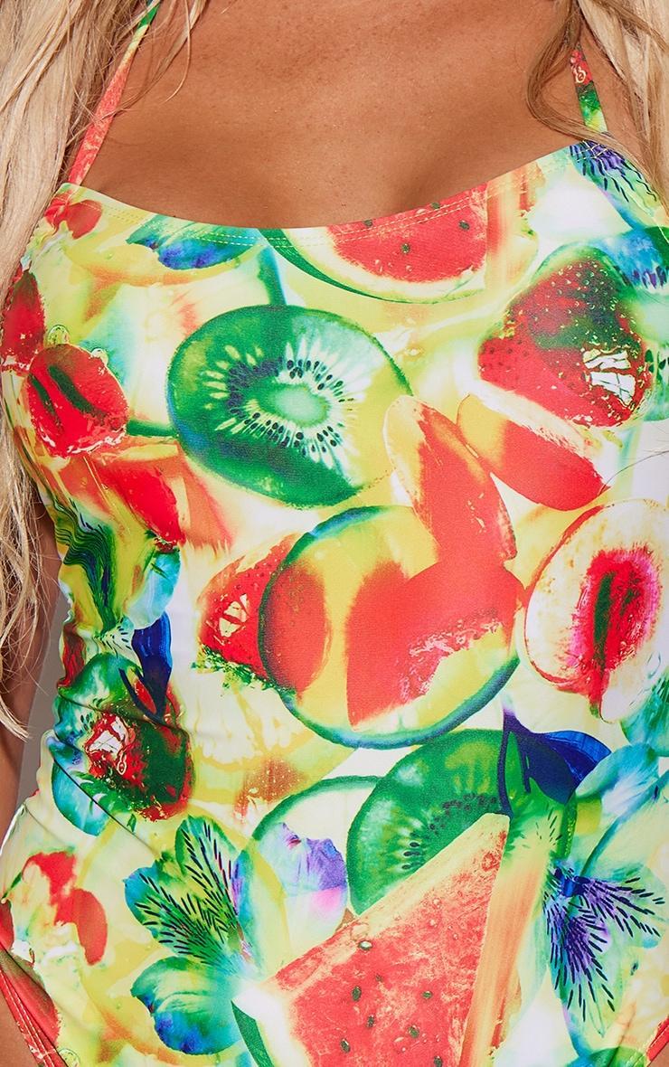 Multi Blurred Fruit Print Ruched Swimsuit Product Image