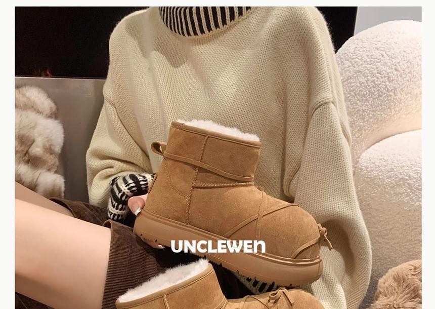 Bow Fleece-Lined Platform Short Snow Boots Product Image