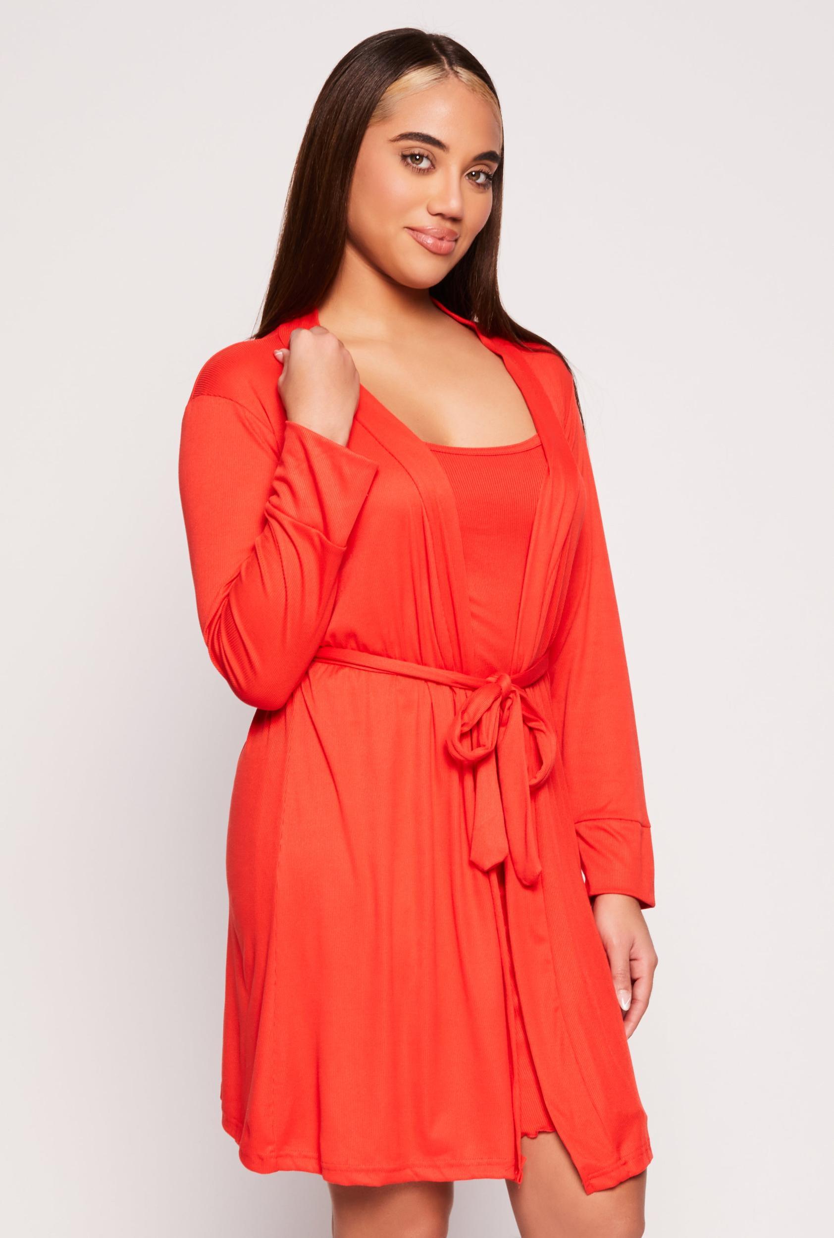 Womens Ribbed Cami Nightgown with Robe Product Image