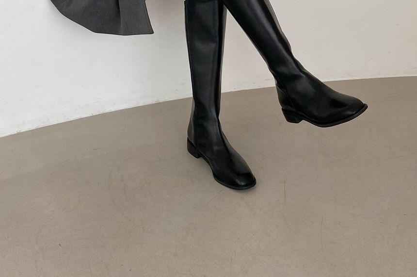 Faux-Leather Zip-Up Tall Boots Product Image