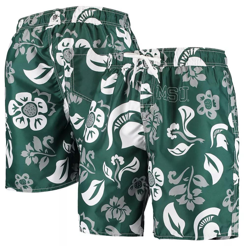 Mens Wes & Willy Michigan State Spartans Floral Volley Swim Trunks Product Image