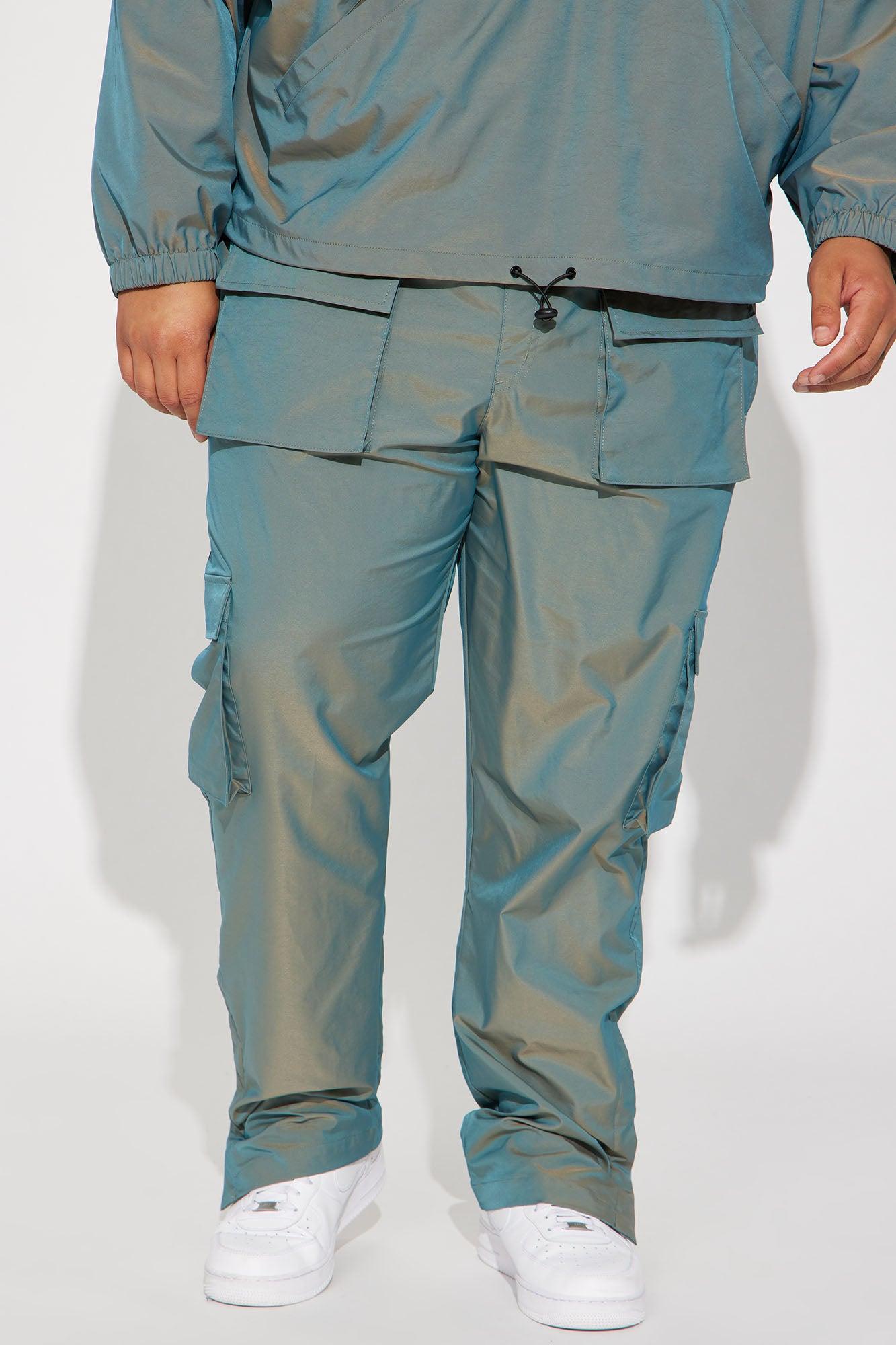 Stormy Iridescent Snap Slim Cargo Pants - Green Product Image