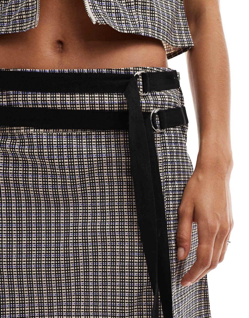 COLLUSION wrap midi skirt in check - part of a set Product Image