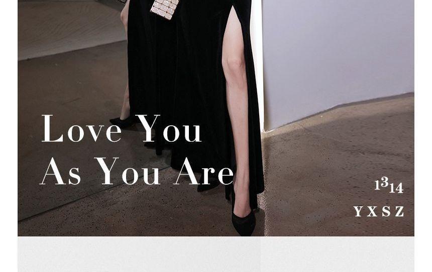 Spaghetti Strap Bow Mermaid Evening Dress Product Image