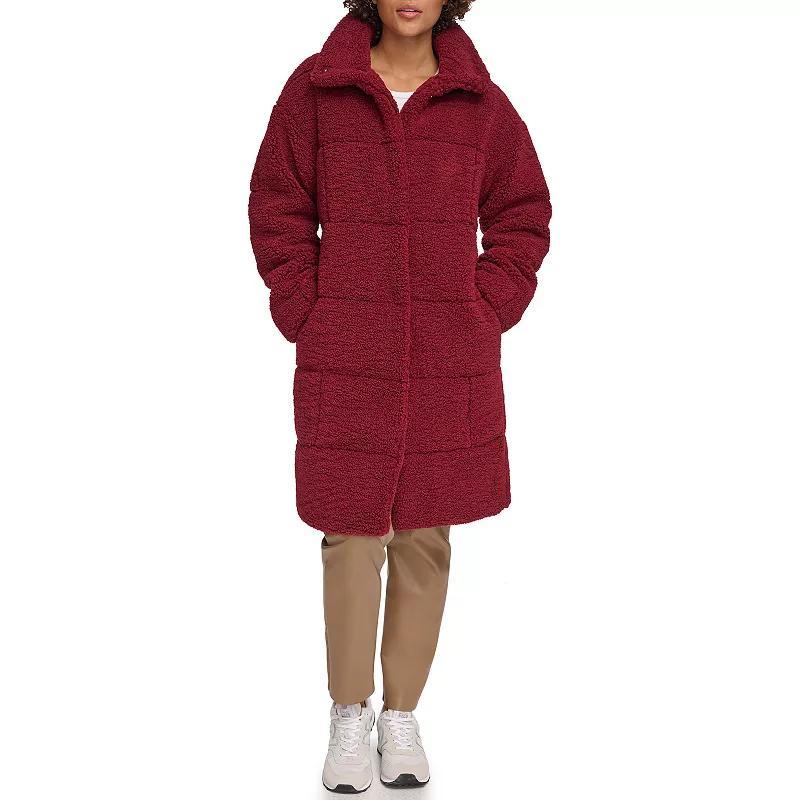Women's Levi's® Long Quilted Sherpa Coat, Size: Medium, Darkest Green Product Image