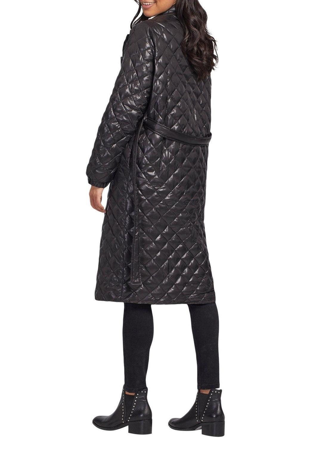 Tribal Maxi Belted Puffer Coat w/Detachable Hood Product Image