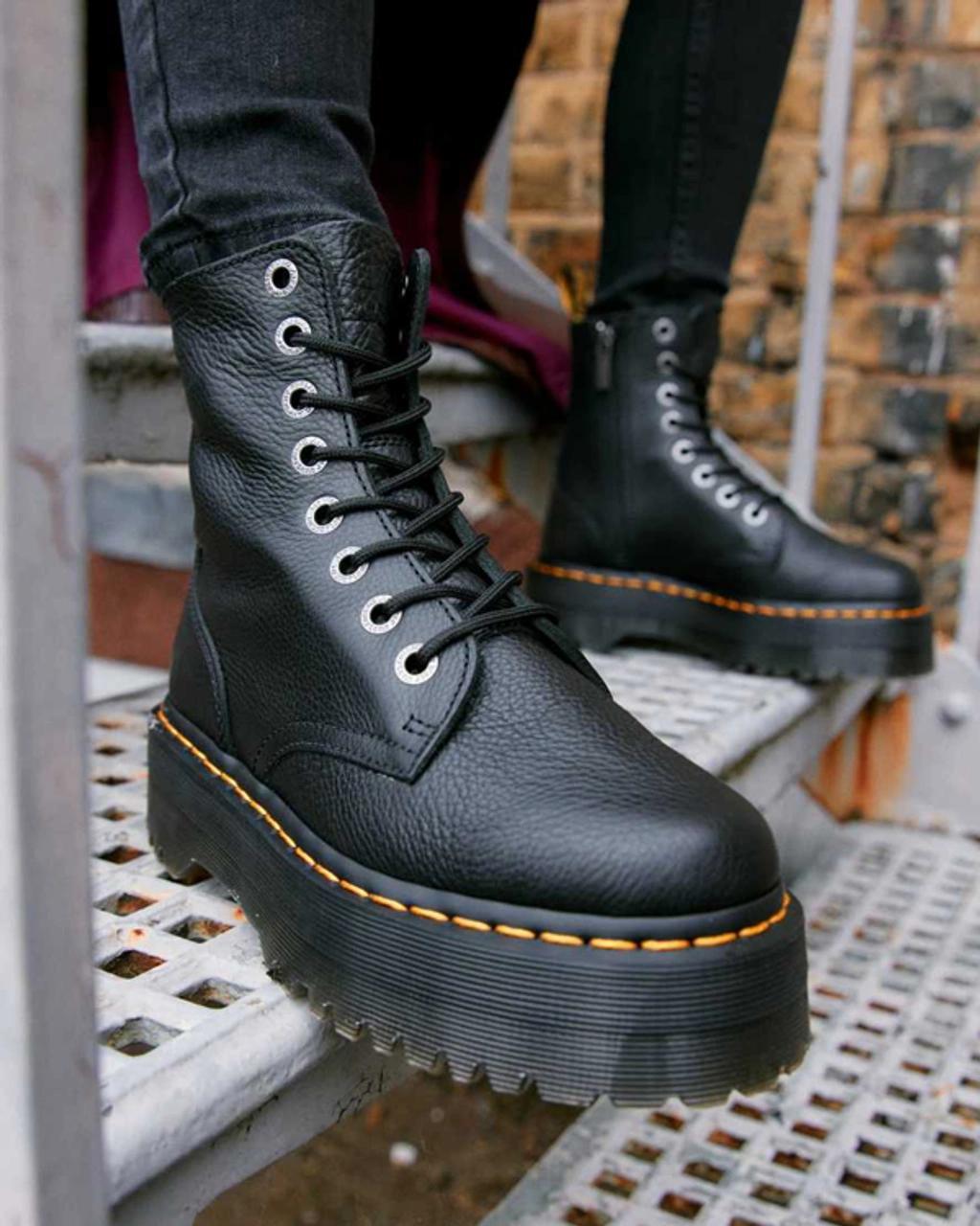 DR. MARTENS' Black Leather Jadon Pisa Platform Boots In Black Pisa Product Image